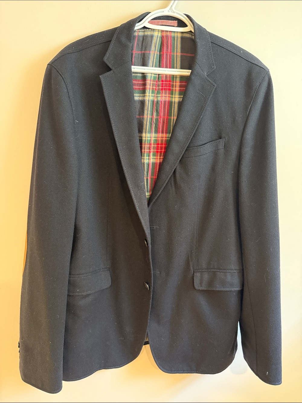 SAND Black Blazer with Red and Green Plaid Lining